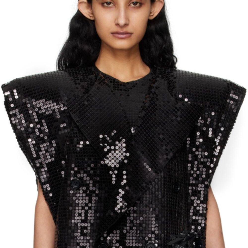 NEW with TAGS JUNYA WATANABE Black Sequinned Minidress Size: S (Free fit)